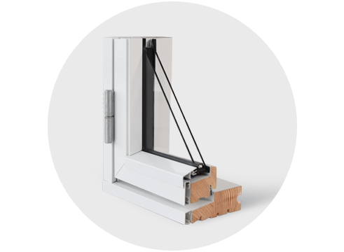 Tuimelraam met hout/aluminium kozijn